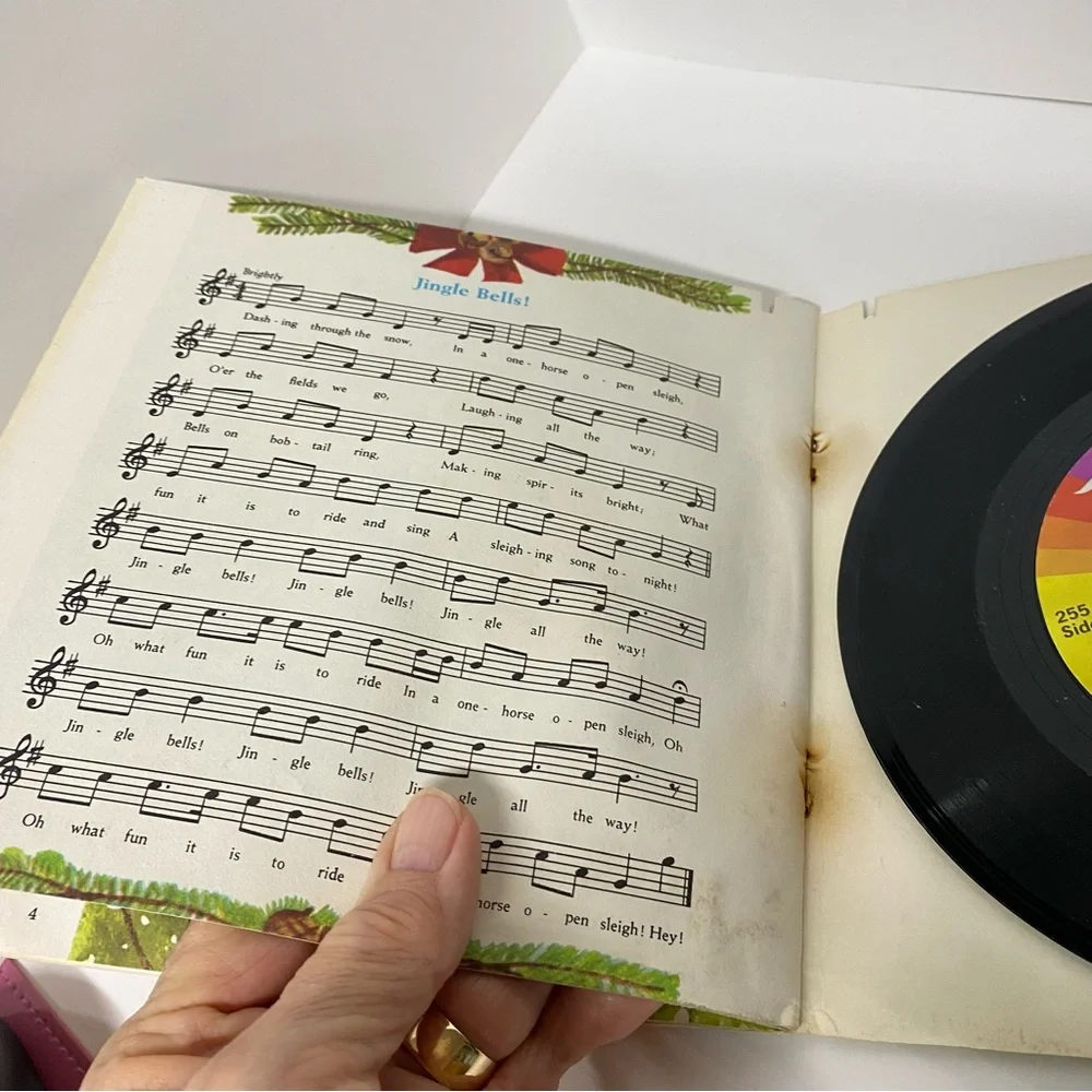 Vintage Jingle Bells Little Golden Book & 33 1/3 Vinyl Record Christmas Classic